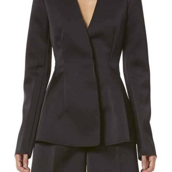 Carolina Herrera Double-bonded Satin Suit Jacket Black - Picture 6 of 7
